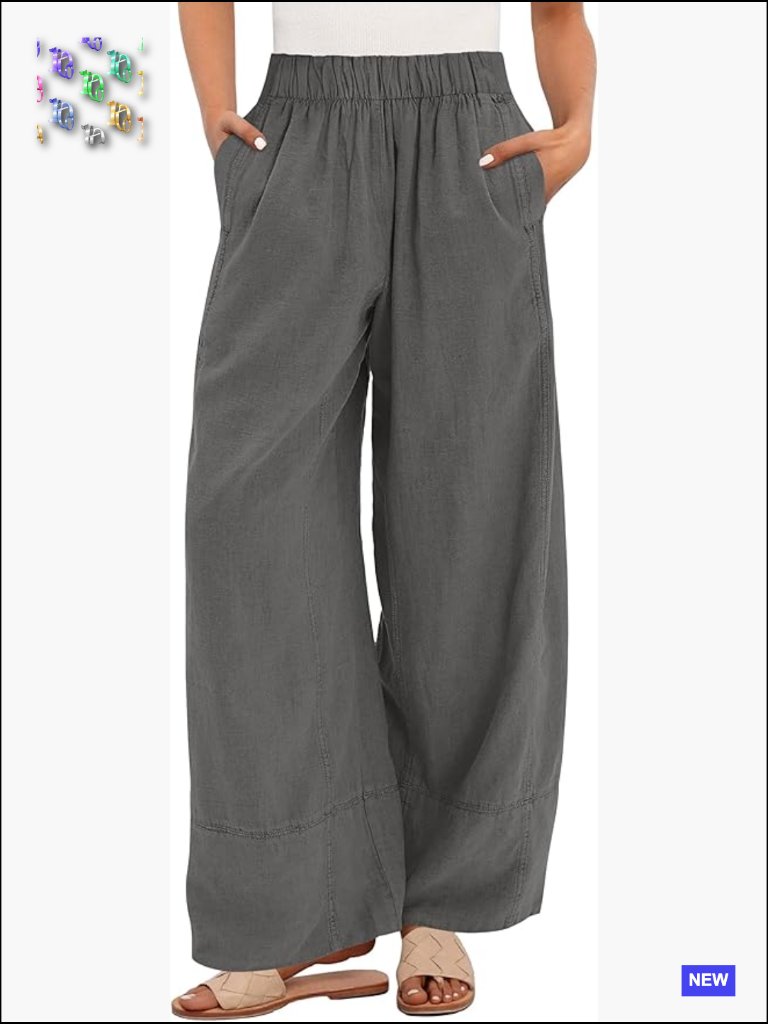 Wide Leg Linen Pants Summer Boho Casual Elastic Waist Long Lounge Travel
